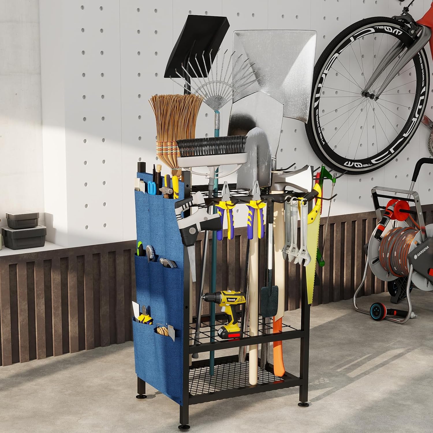 Garden Tool Organizer, Garden Yard Tool Rack for Garage, Garage Organization and Storage, Metal Yard Tools Storage up