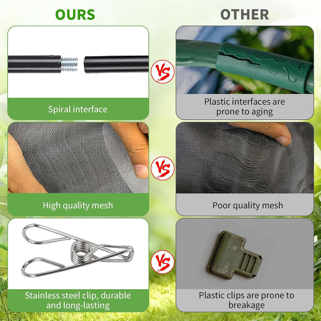 8 Pack 2.7ft Metal Garden Netting Covers Kit for Raised Beds | Includes Sturdy Outdoor Garden Stake Netting Support