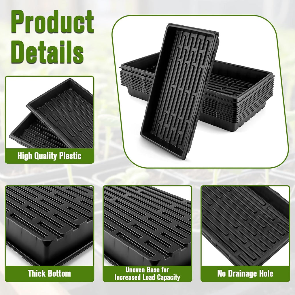 CMOOD 10 Pack 1020 Trays Heavy Duty Extra Thick Seed Starting Trays, Plant Trays for Seedlings, Plant Germination