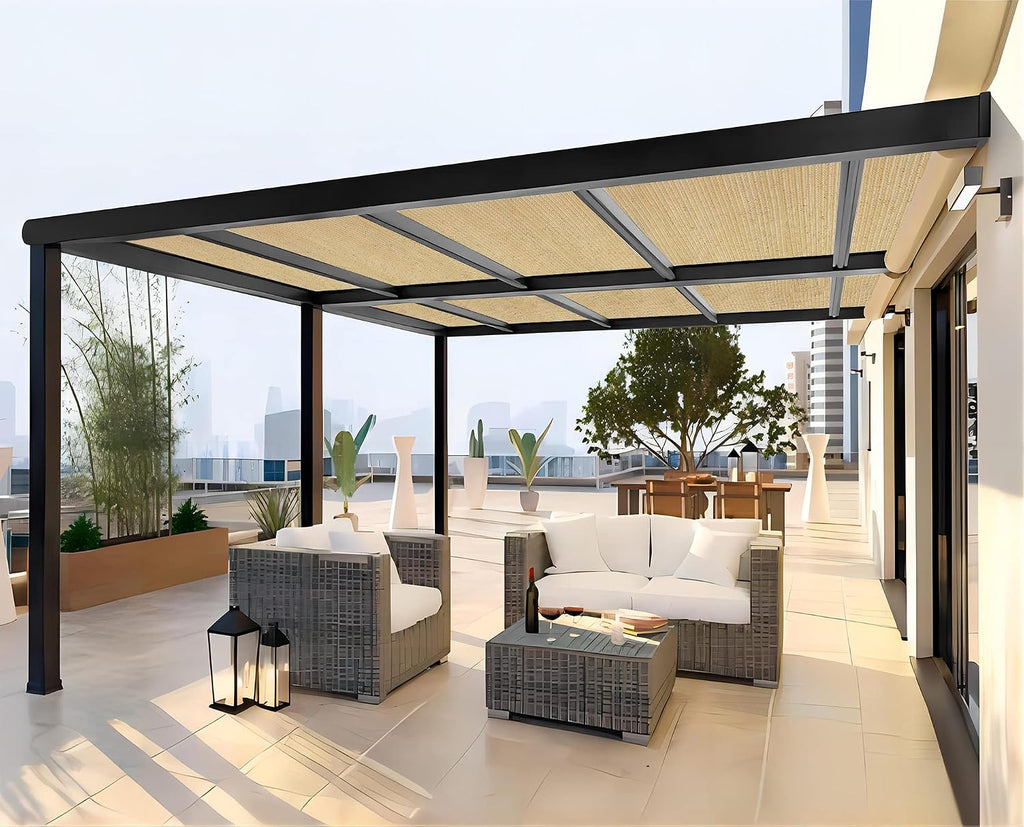 Shatex 90% Shade Fabric 6X 16ft Sun Shade Cloth Taped Edge with Grommets Sun-Block Mesh Shade for Pergola Cover Canopy