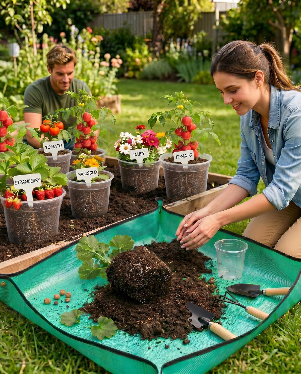 16 Pack 10/8/6/4 Inch Sizes Large Clear Nursery Pots with Drainage | Plastic Plant Pots with Garden Tools & Labels
