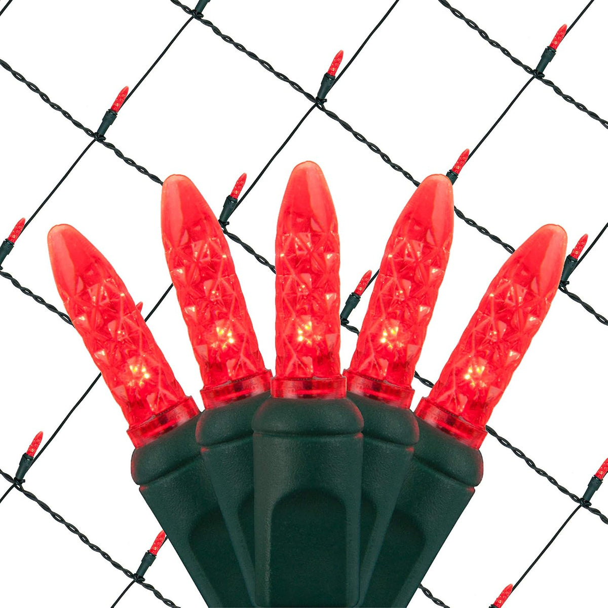 Wintergreen Lighting 100 M5 Red LED Net Lights, 4 x 6 ft Green Wire Indoor/Outdoor Commercial Grade Holiday & Valentine’s Day Hedge and Outdoor Christmas Decor