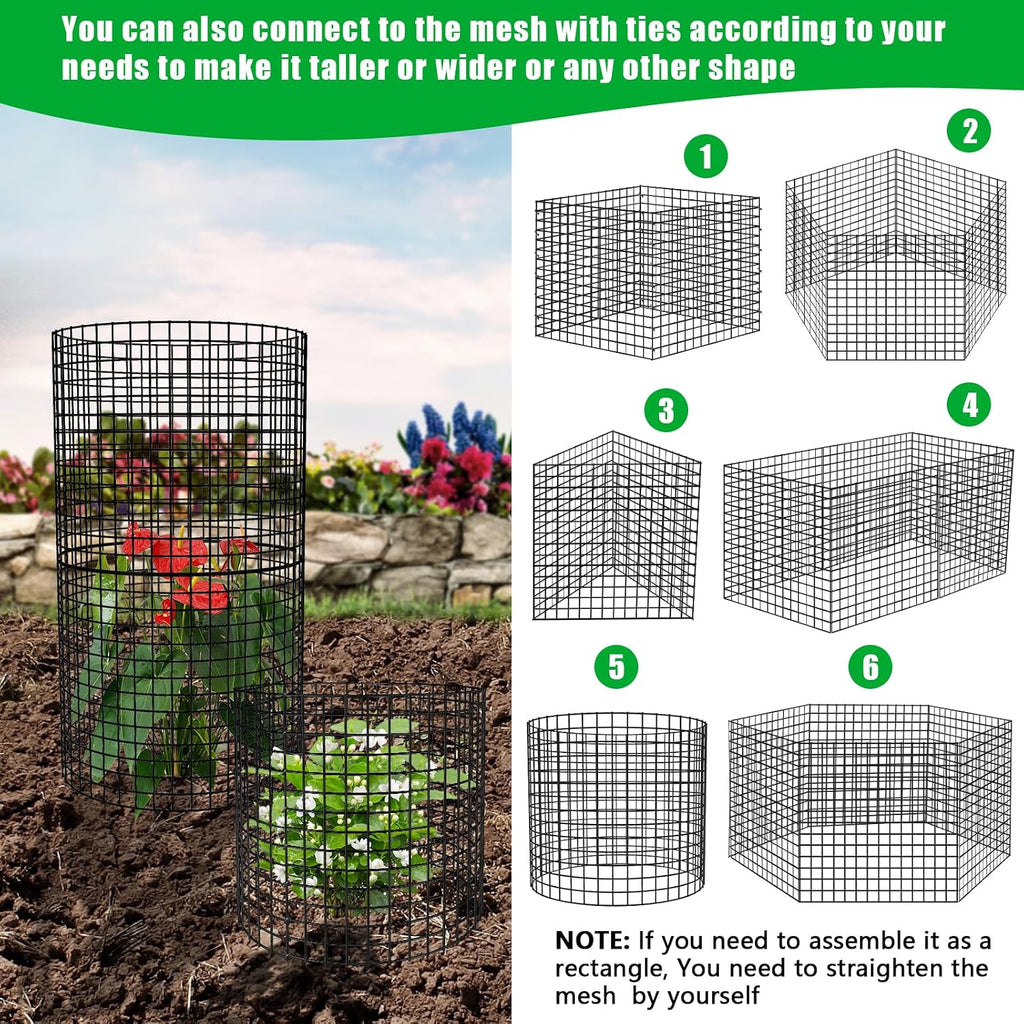 5 Pack Plant Protectors from Animals, 24x12" Plant Cages for Outdoor Plants | Wire Plant Protector, Thick Metal