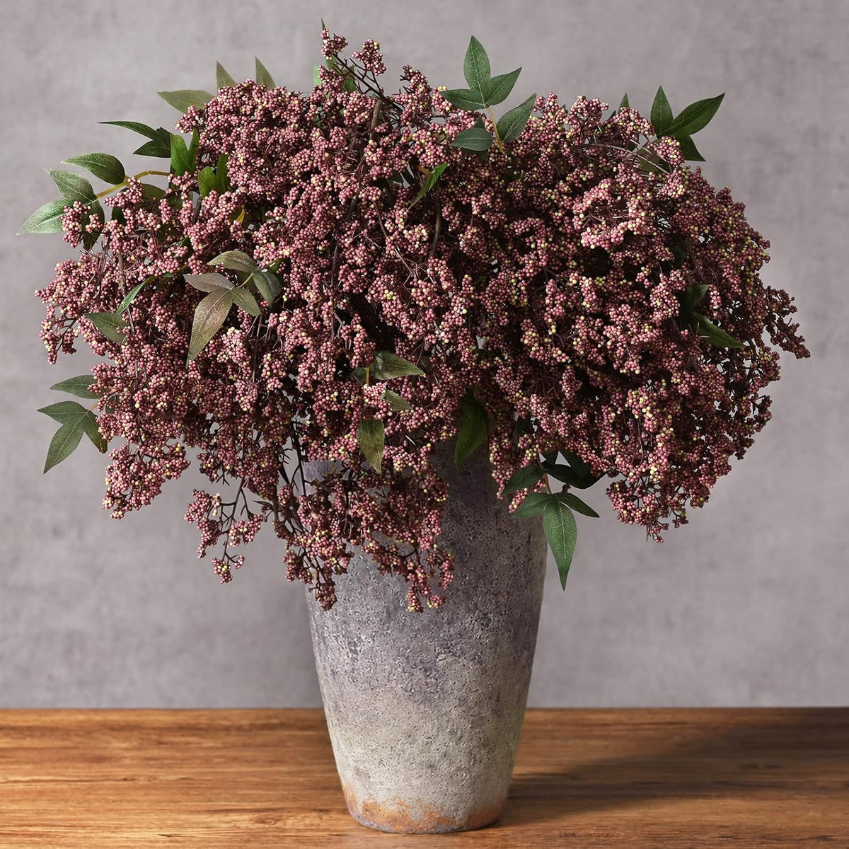 6 Pcs 17 in Realistic Berry Stems, Artificial Nandina Branches Fall Decor