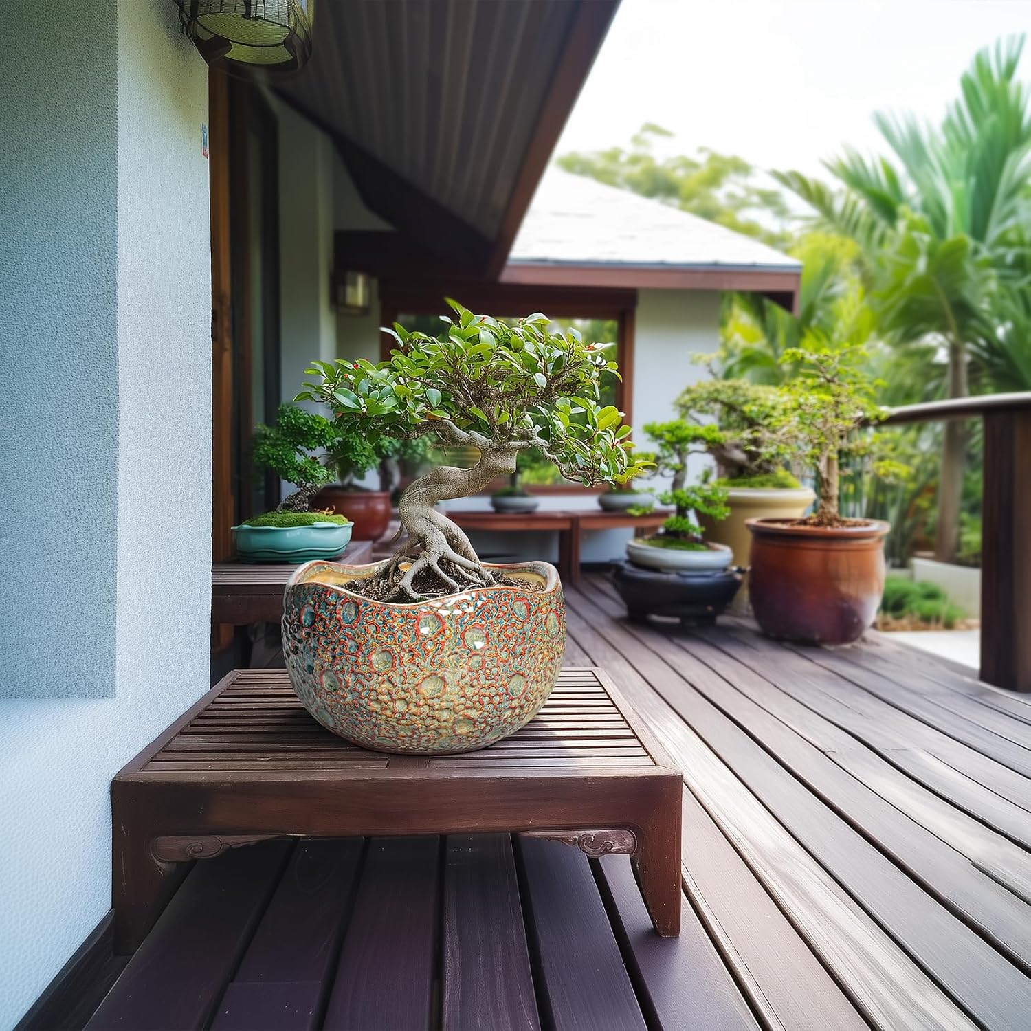 10 Inch Plant Pot - Ceramic Planter with Drainage Hole and Plug, Unique Round Planters for Indoor Outdoor Plants