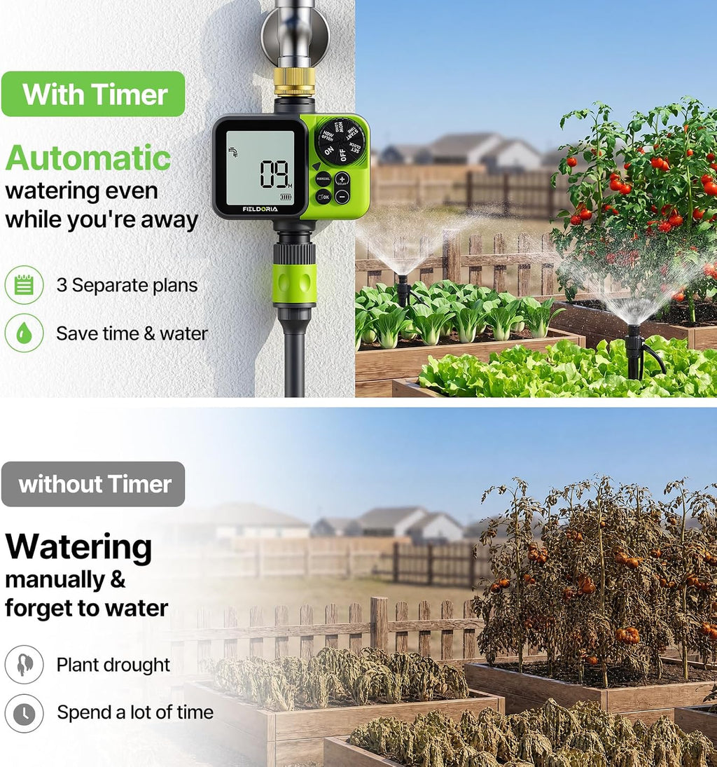 Sprinkler Timer, Brass Inlet Programmable Watering Timer for Garden Hose Fits 3/4” US Faucet, Outdoor Soaker Hose Timer
