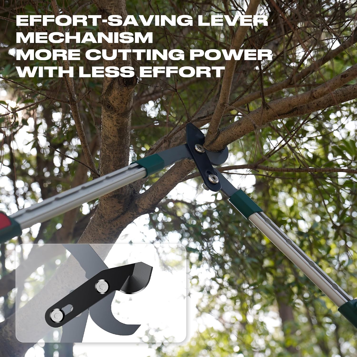 GARTOL 2-Inch Cutting Capacity Bypass Loppers, 26-33" Extendable Tree Branch Cutter, Professional Gear-Driven