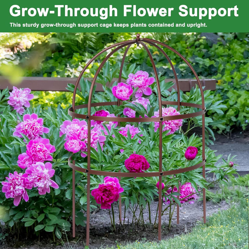 1 Pcs Jardin Bird Cage Plant Support 24" H Large Sturdy Grow-Through Flower Support Peony Cage Climbing Plant Support