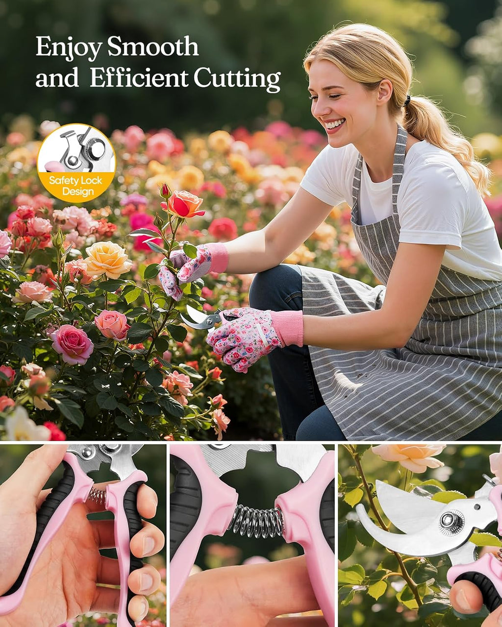 12-Piece Gardening Tool Set, Heavy-Duty Garden Tools for Women | Floral Print Rust-Proof Trowel, Rake, Weeder & Pruner