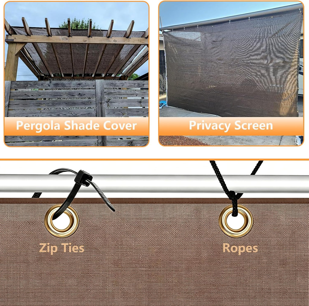 POYEE 90% Sun Shade Cloth, 6x20ft Pergola Shade Cover with Grommets | Outdoor Sun Shade Screen Fabric for Patio