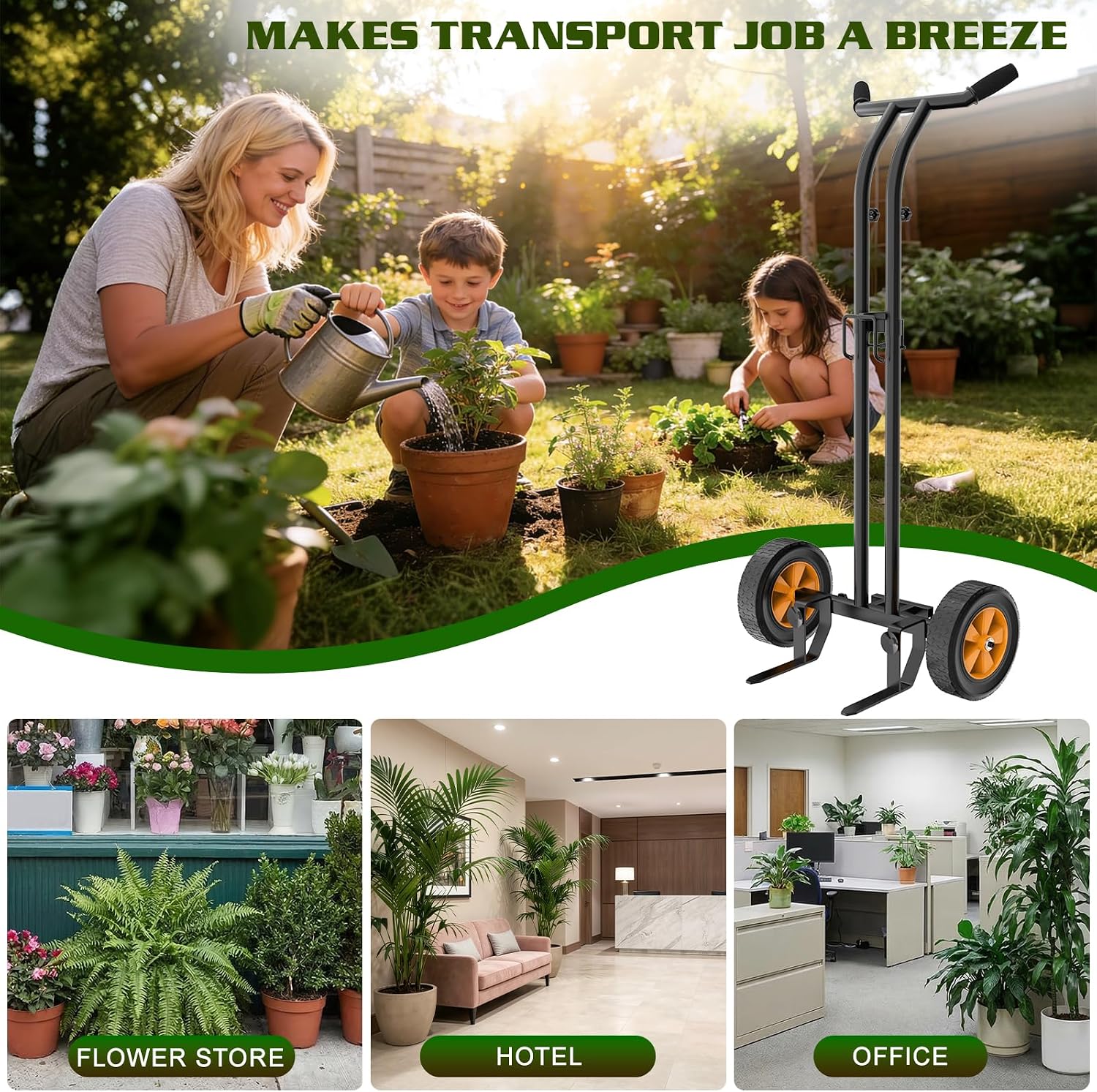 Housolution Plant Caddy with Wheels, Heavy Duty Plant Dolly for Big Pots | Plant Mover with Adjustable Grabbing Arm and