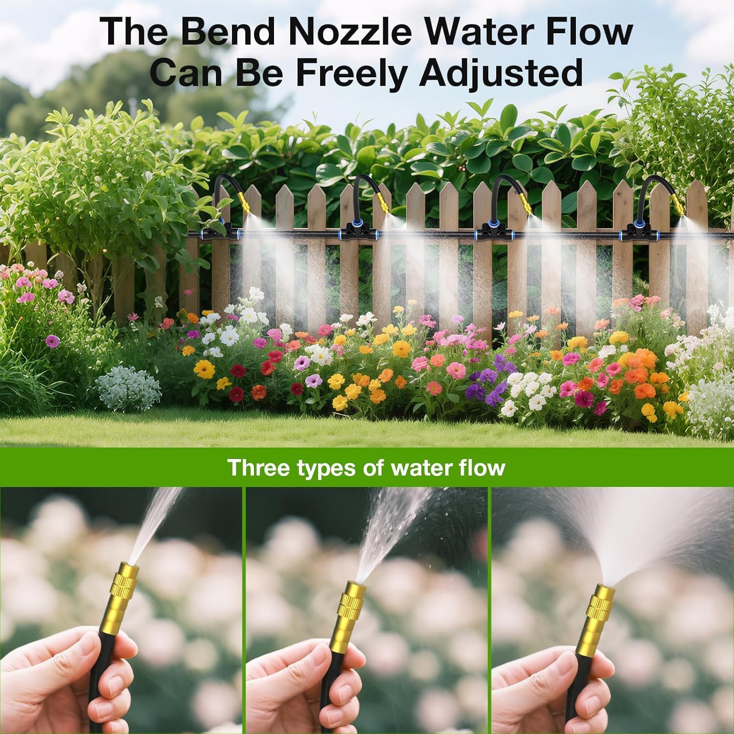 Drip Irrigation System with Brass Nozzles – 2026 Upgrade 200FT Garden Watering Kit with 36Pcs 360° Adjustable Misting