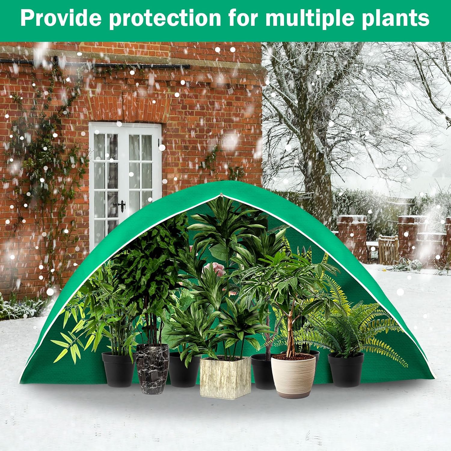 1 Pcs 10 x 10 ft Plant Covers Freeze Protection Extra Large Frost Cloth Plant Covers with Zipper Drawstring Winter Cold