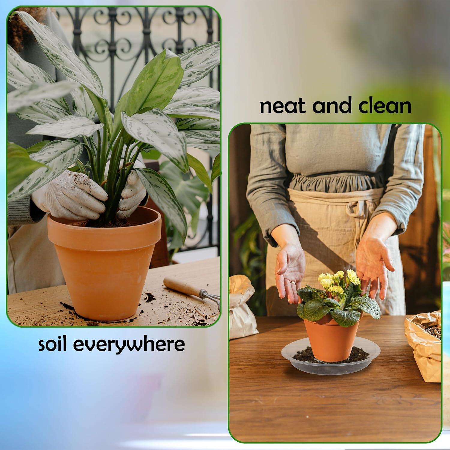 4 Pack 16 Inch Round Plant Saucers for Less 14 Inch Pot Indoors Outdoors Plant Trays for Pots Planter Saucer Plastic