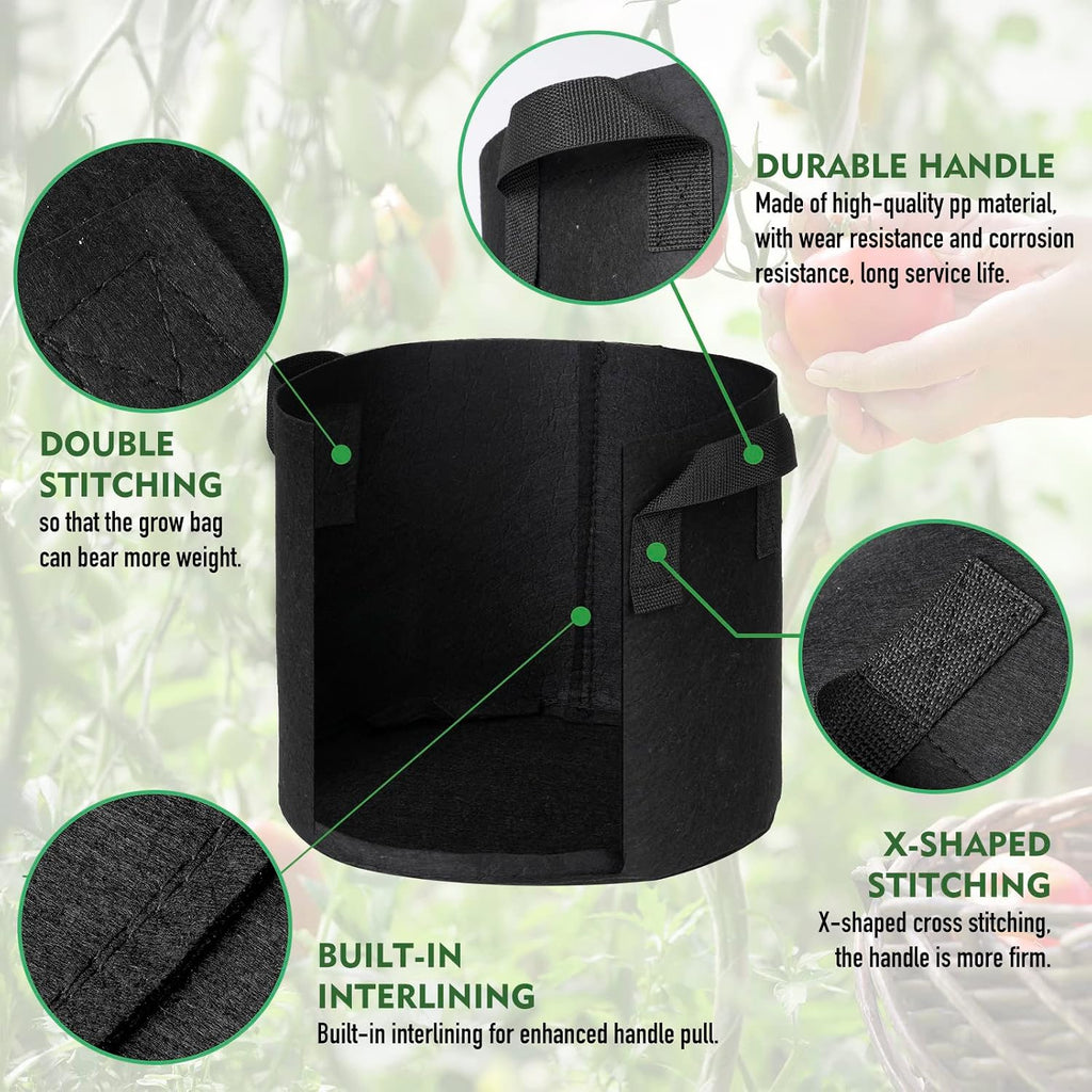 WEIFENG 3-Pack 40 Gallon Grow Bags, XL Heavy Duty Fabric Planter with Handles for Extra Large Trees, Big Shrubs