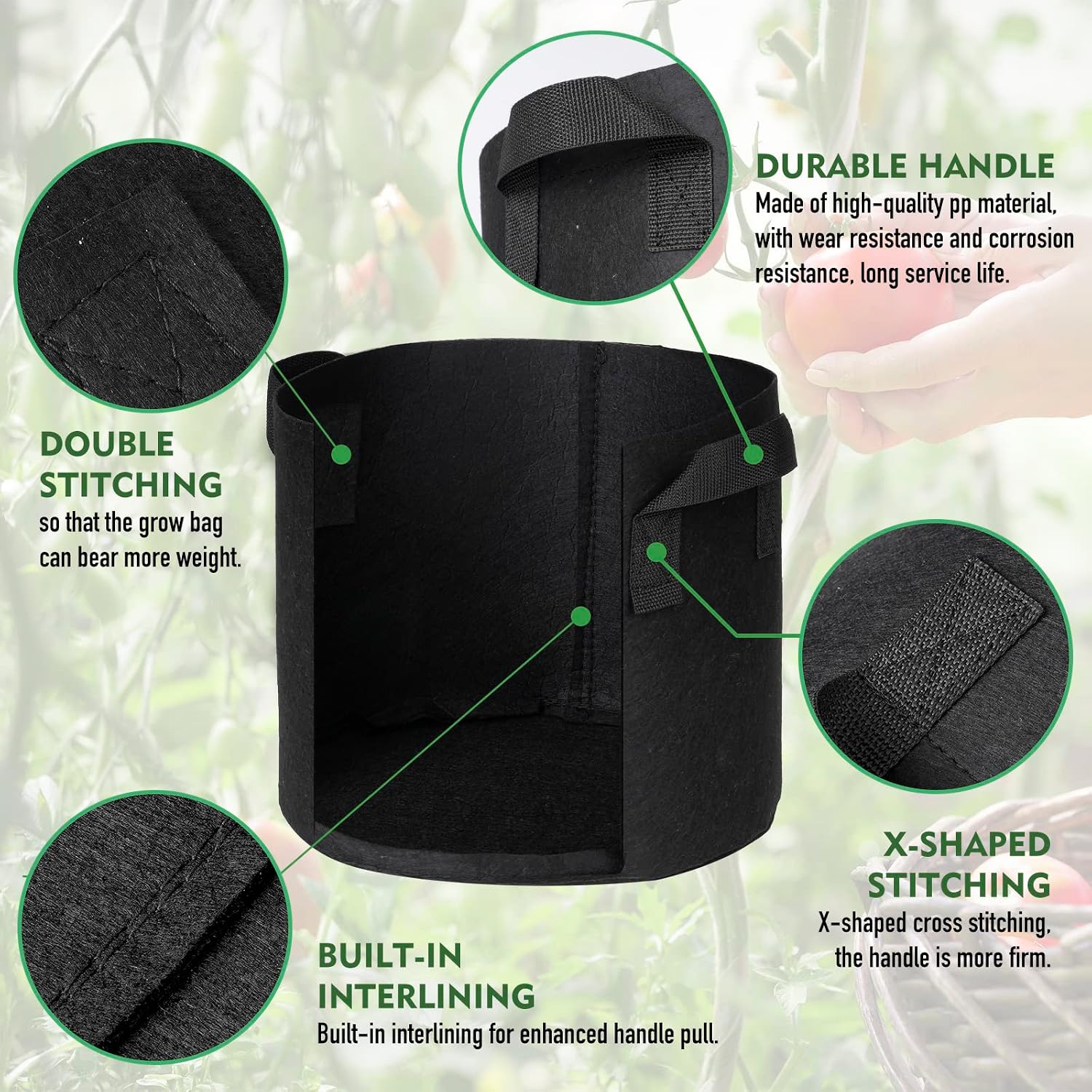 WEIFENG 3-Pack 40 Gallon Grow Bags, XL Heavy Duty Fabric Planter with Handles for Extra Large Trees, Big Shrubs