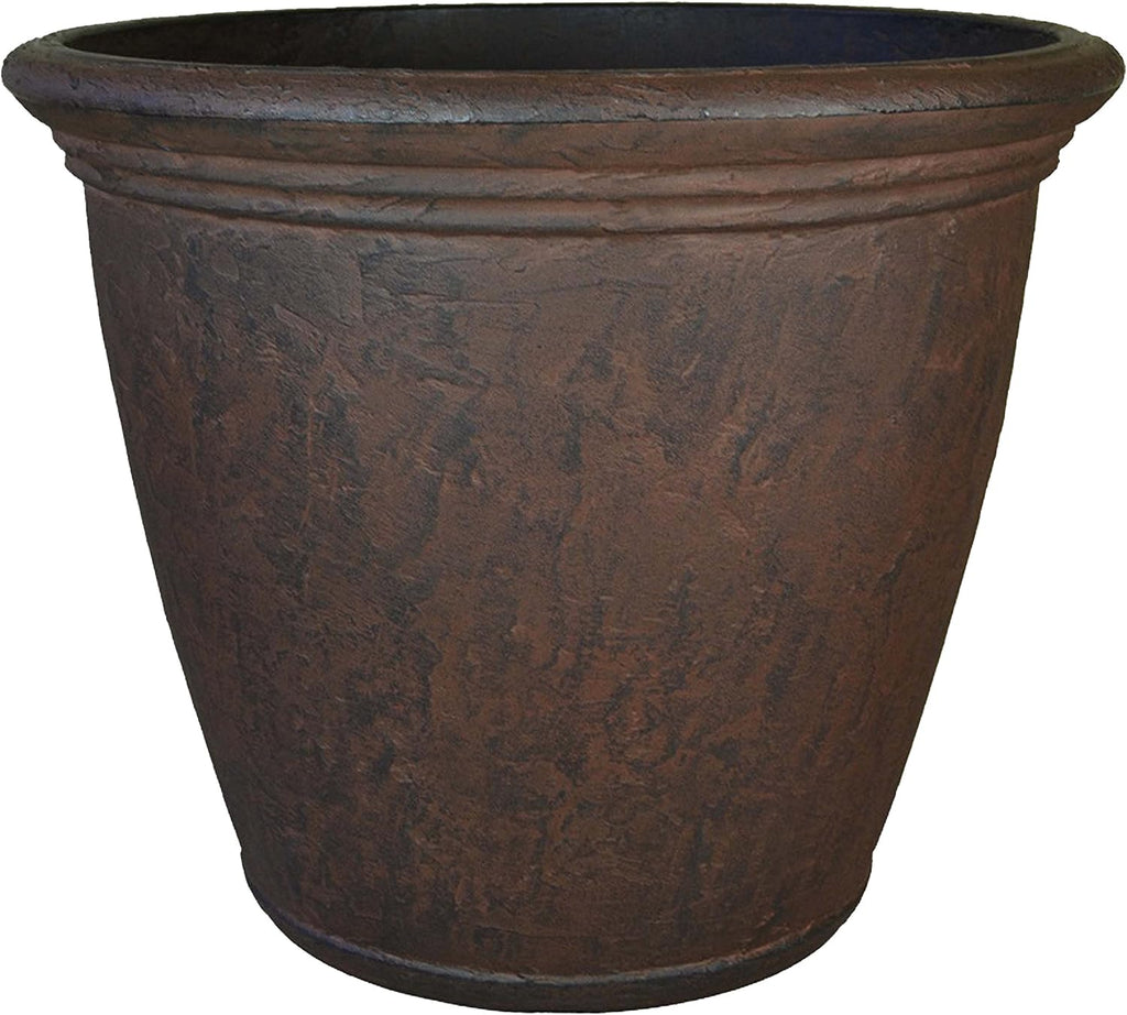 Sunnydaze Anjelica 15.25'' Large Plastic Planter Pot for Plants, Rust | 5.1-Gallon Capacity, Large Plastic Planter for