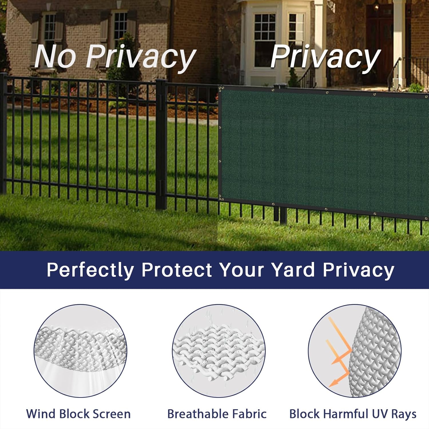 Windscreen4less 4' x 50' Privacy Fence Screen Heavy Duty Windscreen Fencing Cover Windblock Mesh Fabric Shade Cloth
