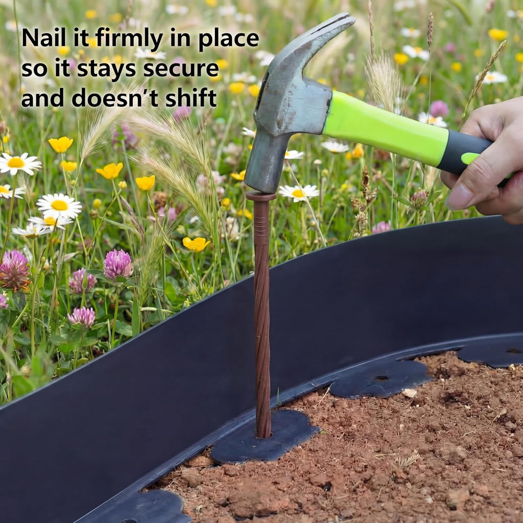 Jetec 150 Pcs 8 Inch Brown Landscape Edging Stakes, Spiral Anchoring Spikes | Spiral Anchoring Design, Reinforced