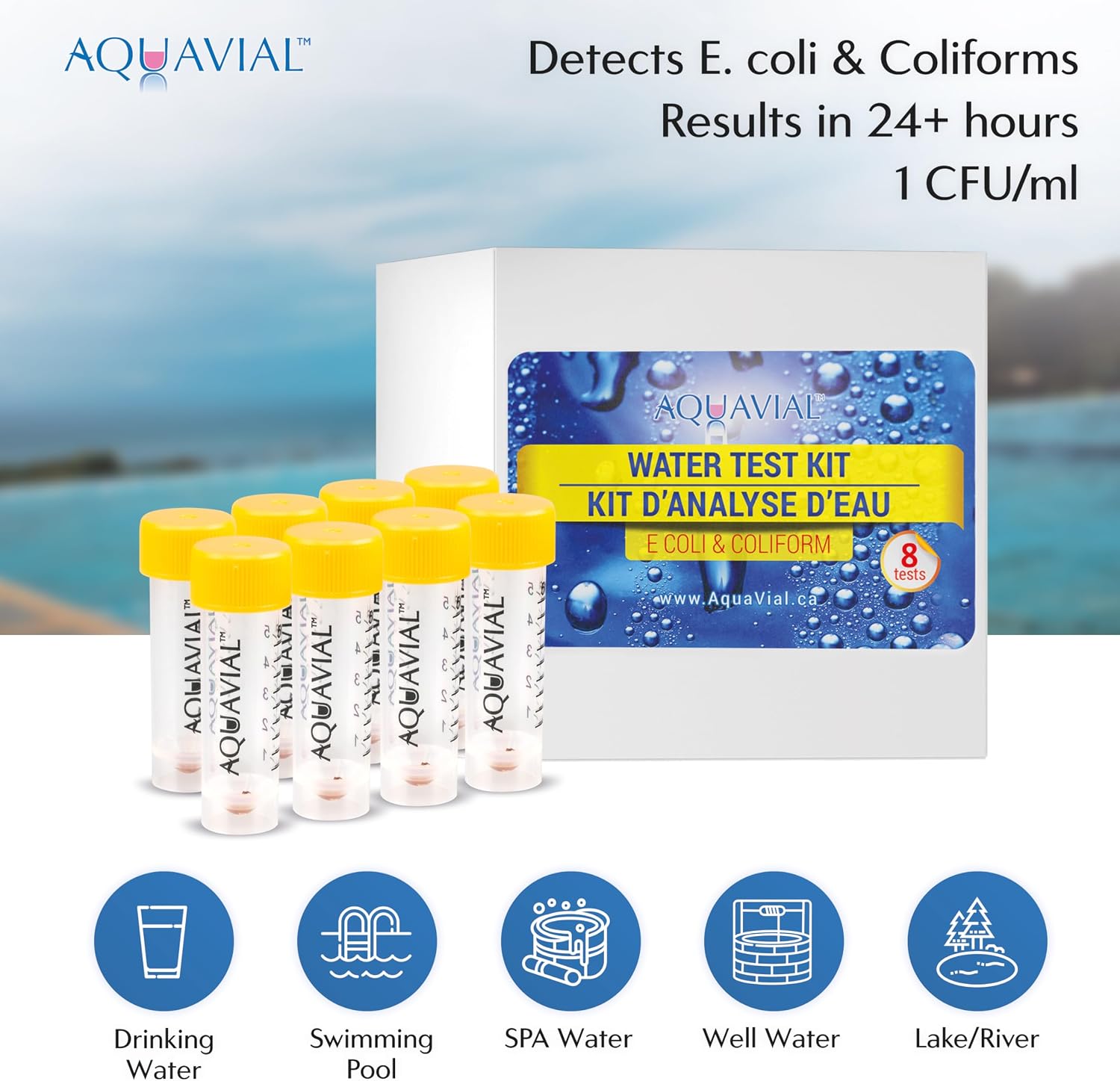 Water Testing Kit - 8 Pack for E. Coli and Coliform Bacteria Detection | High Sensitivity Water Testing Kits for
