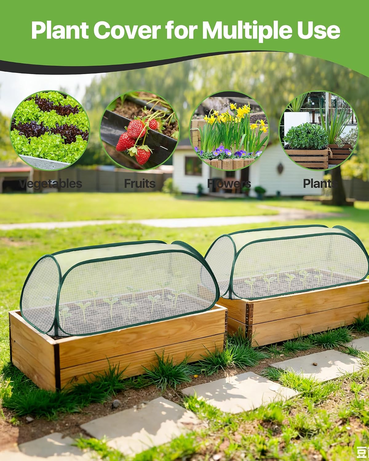 Garden Covers for Raised Beds, Greenhouse Humidity Domes, 2 Pack | Helps Protect Plants from Frost and Pests, Retains