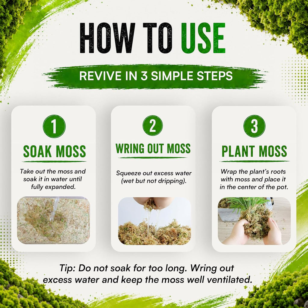 2.2LB Natural Long Fiber Sphagnum Moss Compressed Brick Expands to 60QT, Premium Orchid Moss for Repotting, Carnivorous