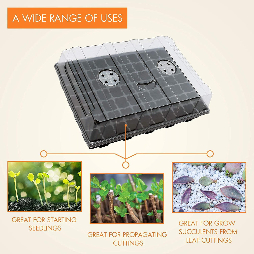 Gardzen Seed Starter Tray, 5 Pack Smiling Face Plant Germination Trays with Total 350-Cell, Seed Starter Kit with