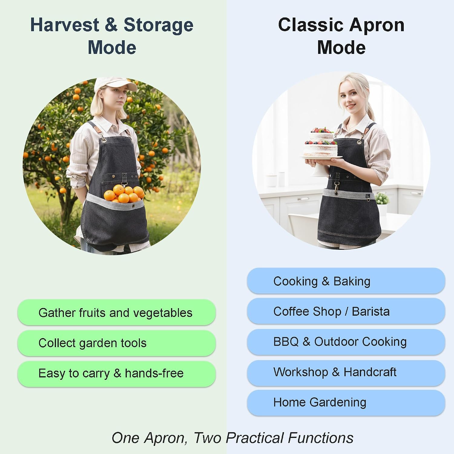 Denim Cross Back Gardening Apron with Adjustable Straps & Pockets | Heavy-duty denim; large front pockets; tool