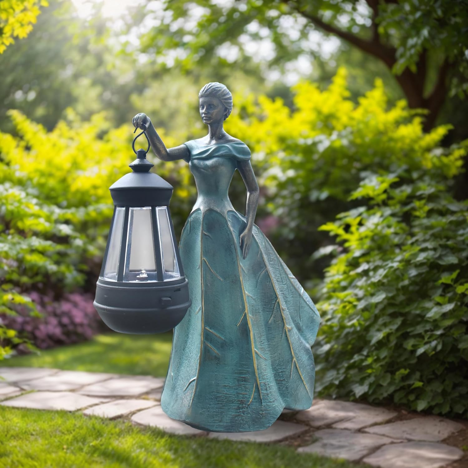 Sheaifun Fairy Garden Statue Solar Garden Decor Resin Fairy Statue with Lights Angel Fairy Decor Outdoor Yard Statues