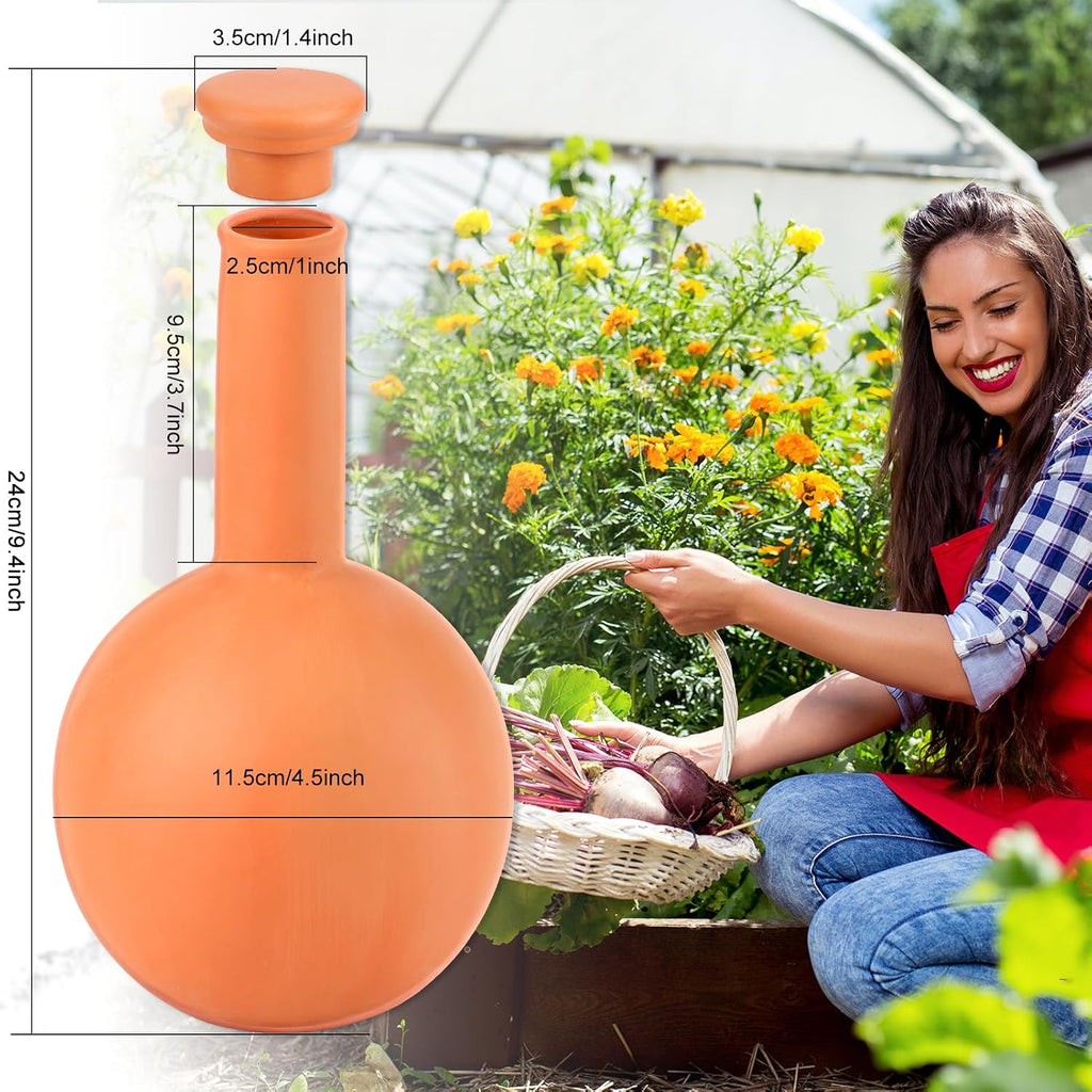 30 oz Terracotta Plant Watering Globes(3Packs), Self-Watering Clay Irrigation Device, Automatic Slow-Release Watering