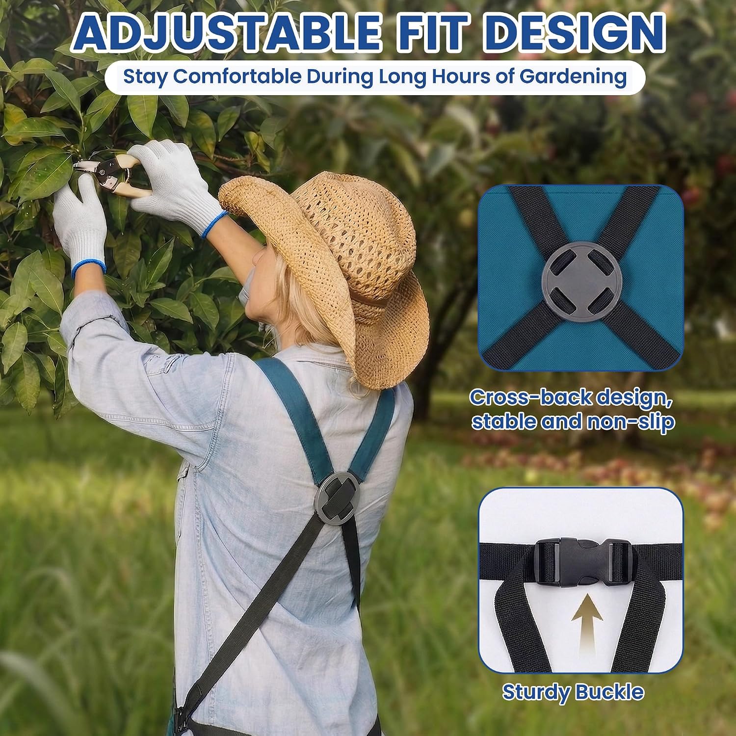 Gardening Apron with Pockets, Waterproof Cross Back Harvest Apron for Women & Men, Field Work Garden Apron Gift