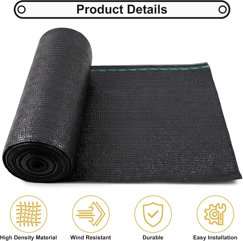 Shade&Beyond 5'10" x 100 FT 70% Shade Cloth Roll, Black | Eyelets Sun Protection Shade Mesh Tarp, UV Resistant Sun