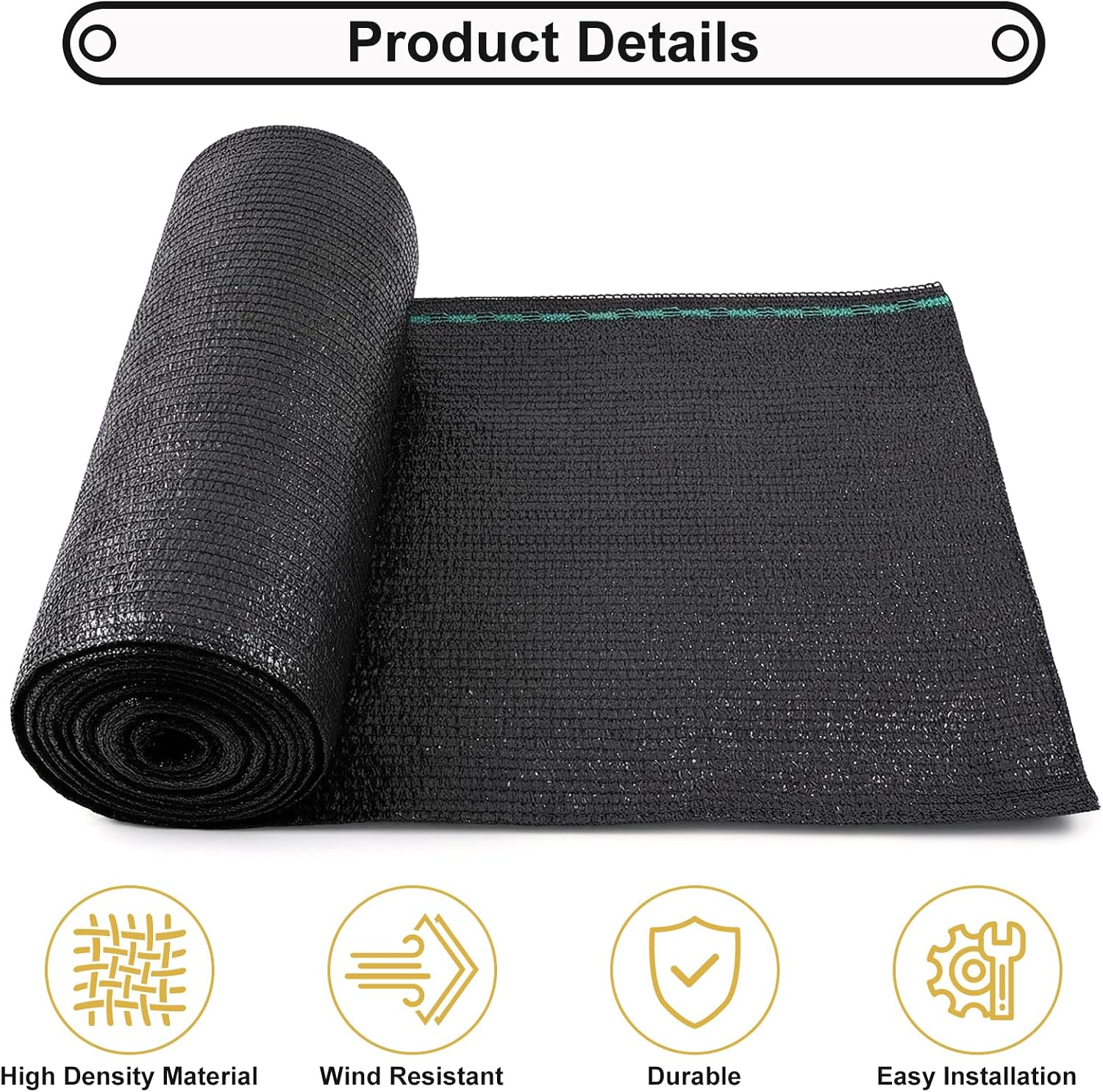 Shade&Beyond 5'10" x 100 FT 70% Shade Cloth Roll, Black | Eyelets Sun Protection Shade Mesh Tarp, UV Resistant Sun