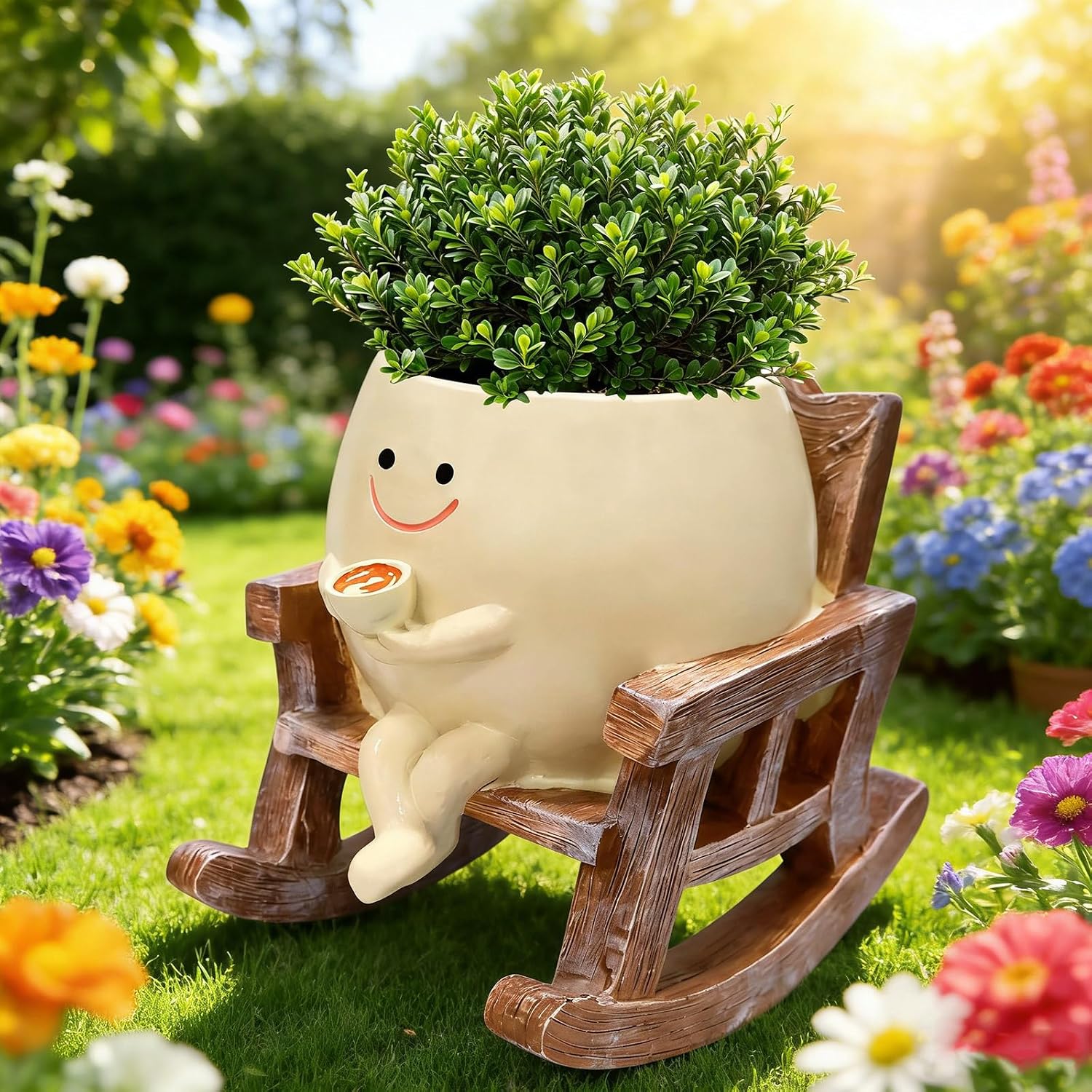 Smiley Face Planter Pot,Cute Plant Pots for Indoor Outdoor with Drainage Hole,Unique Funny Flower Pot for