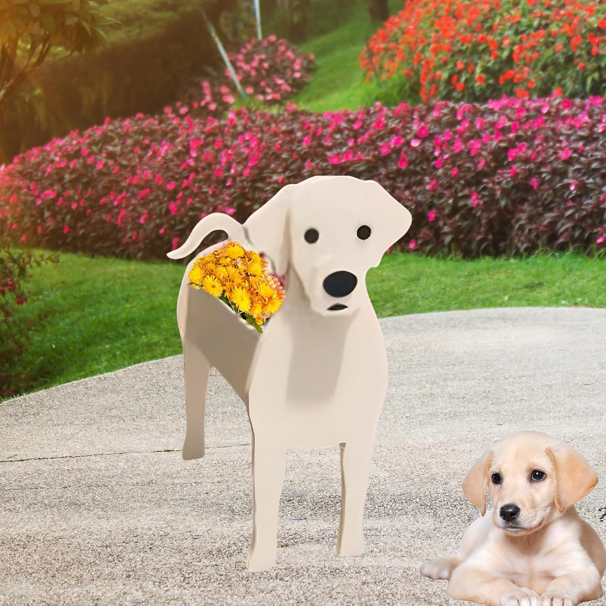 White Labrador Dog Planter Pots, Animal Shaped Flower Pot | Cute Plant Gift for Women and Pet Lovers, Indoor Outdoor