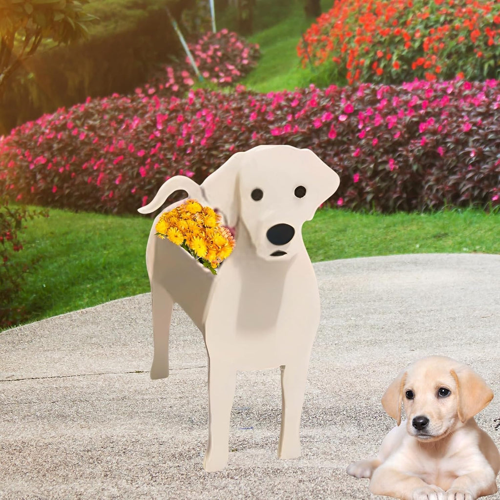 White Labrador Dog Planter Pots, Animal Shaped Flower Pot | Large Cute Plant Gift for Women and Pet Lovers, Indoor