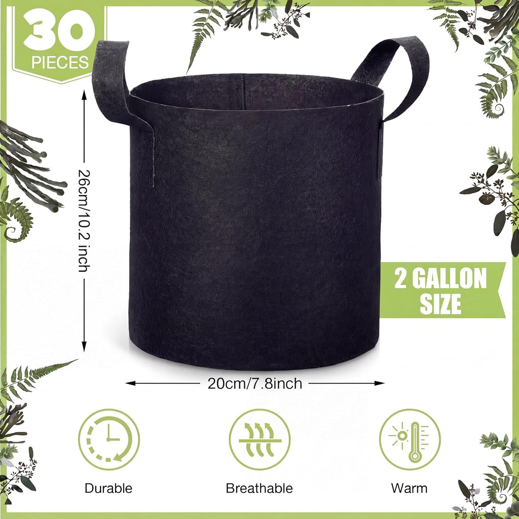 Boao 30 Pack 2 Gallon Grow Bags Aeration Fabric Pots for Plants with Handles Thickened Non Woven Grow Pots Bulk Plant