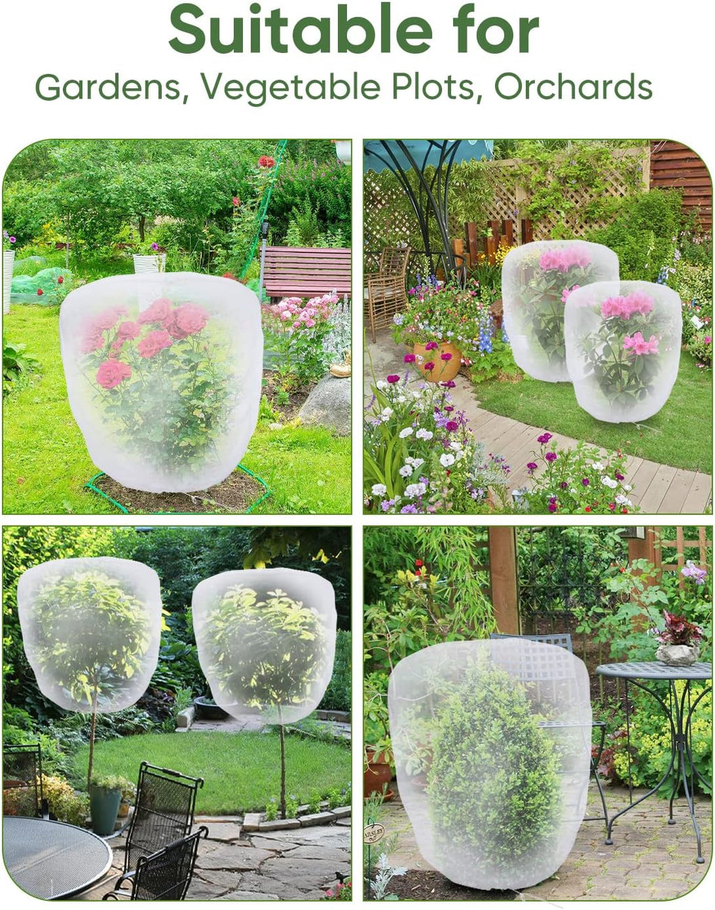 Bird Netting for Garden Protection - 4 Pack Garden Netting Pest Barrier with Drawstring,Mosquito Net Tomato Protective