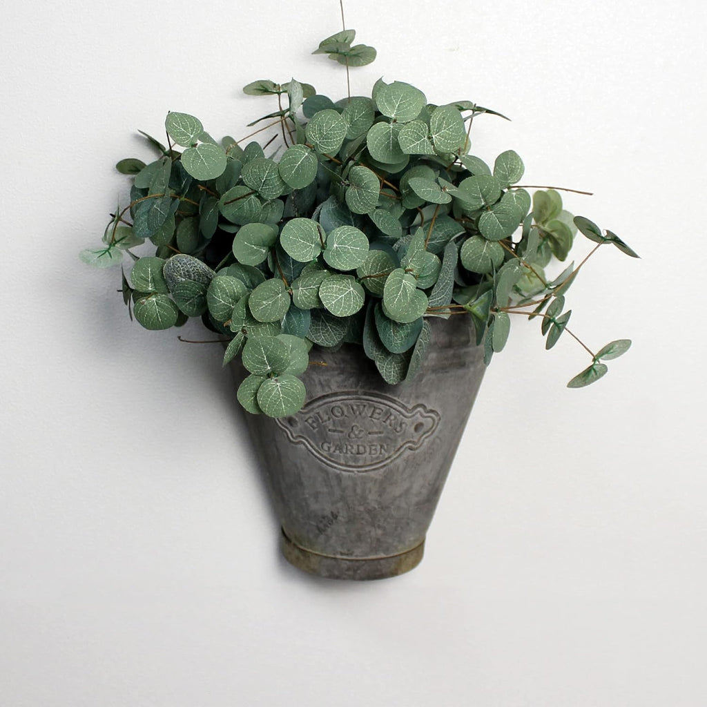 Farmhouse Galvanized Wall Planter Rustic Metal Flower Holder Wall Mount Flower pots for Garden and Wall Decor, Set of 2