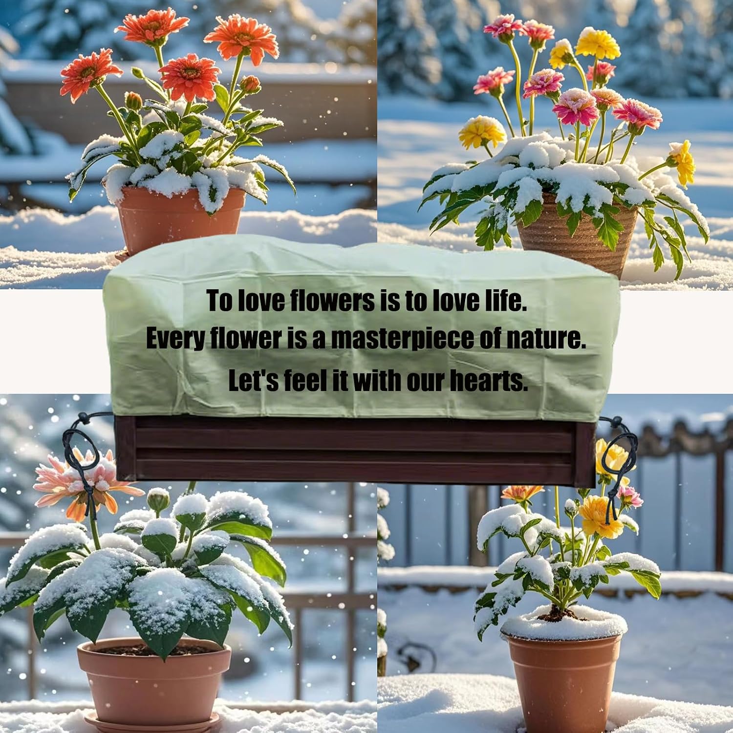 EJW Planter Cover, Plant Covers Freeze Protection,4 Pack 39.3"*17.7"*15.7" Planter Covers for Winter, Frost Cloths for