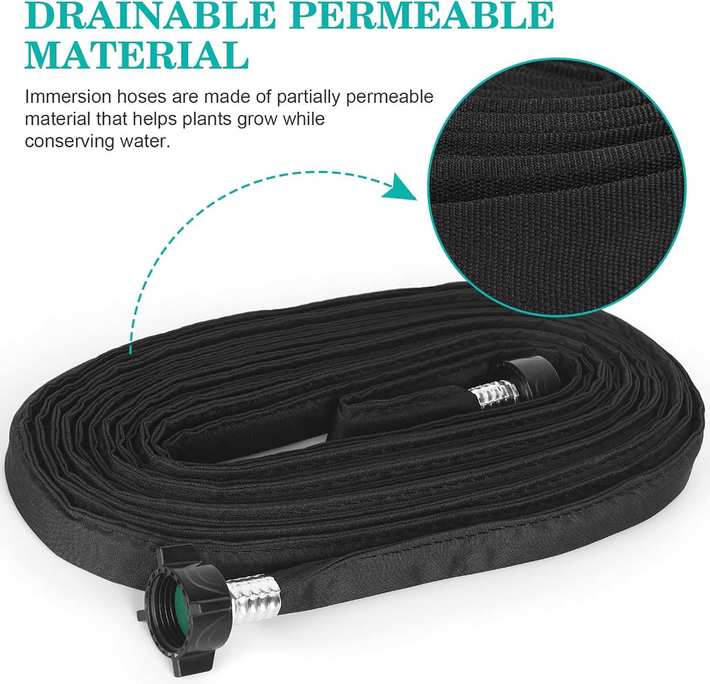 AIODE Flat Soaker Hose 200FT (50FT 4Pack) for Garden Beds Drip Hose Heavy Duty Save 80% Water for Vegetable Tree (200FT)