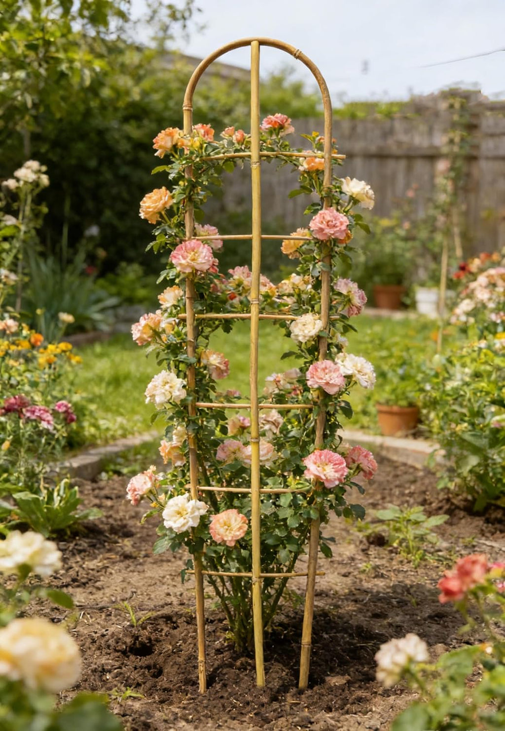 4 Pack Natural Bamboo U-Shaped Trellis 4 Feet, Oltara Plant Support Trellis for Outdoor and Indoor Climbing Plants