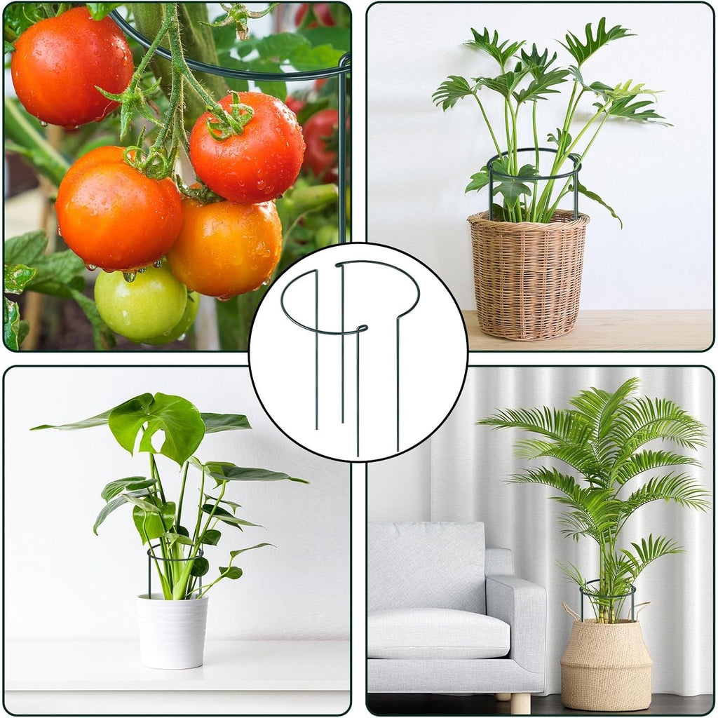 12 Pack 24 Inch Tall Plant Support Stakes, 10" W x 24" H Half Round Peony Cages and Support, Heavy Duty Green Plant
