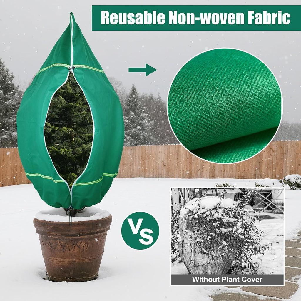 IC ICLOVER Plant Covers Freeze Protection, 47"x71" Frost Blankets, 4 Pack | With Zipper & Drawstring, Outdoor Plant