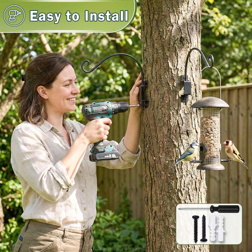 Qiang Ni Swivel Plant Hanger-16 Inch 60 lbs Capacity Bird Feeder Bracket | 45°-180° Swivel Adjustable Wall Mount