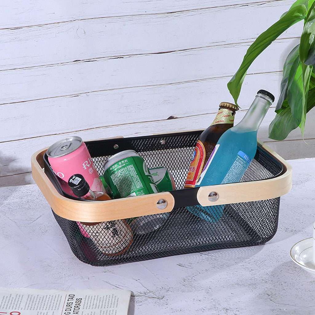AJIODA Metal Mesh Steel Basket, Storage Organizer Basket Garden Harvest Basket Multi-functional Kitchen Fruit Baskets