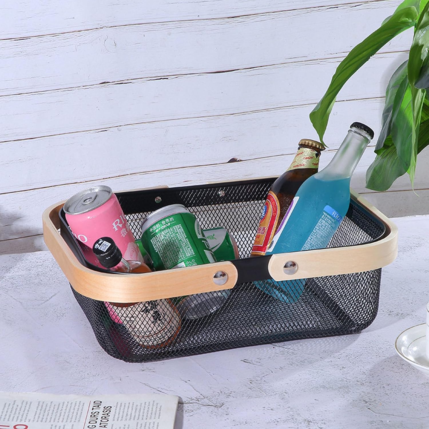 AJIODA Metal Mesh Steel Basket, Storage Organizer Basket Garden Harvest Basket Multi-functional Kitchen Fruit Baskets