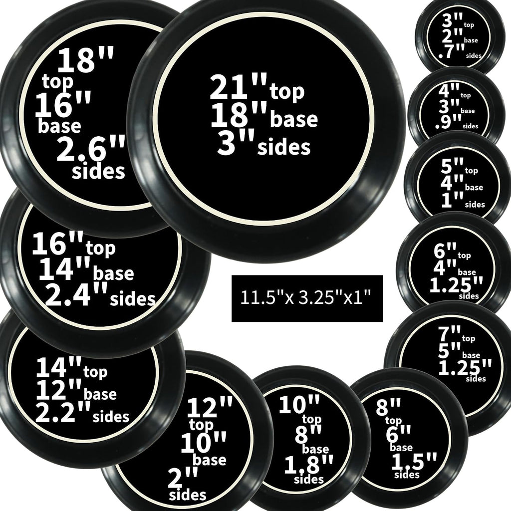 Saucers, Black, 16 Inch (14.25 Inch Base), Case of 5 | Polypropylene, Heavy Duty Indoor/Outdoor, Drip Pan & Tray