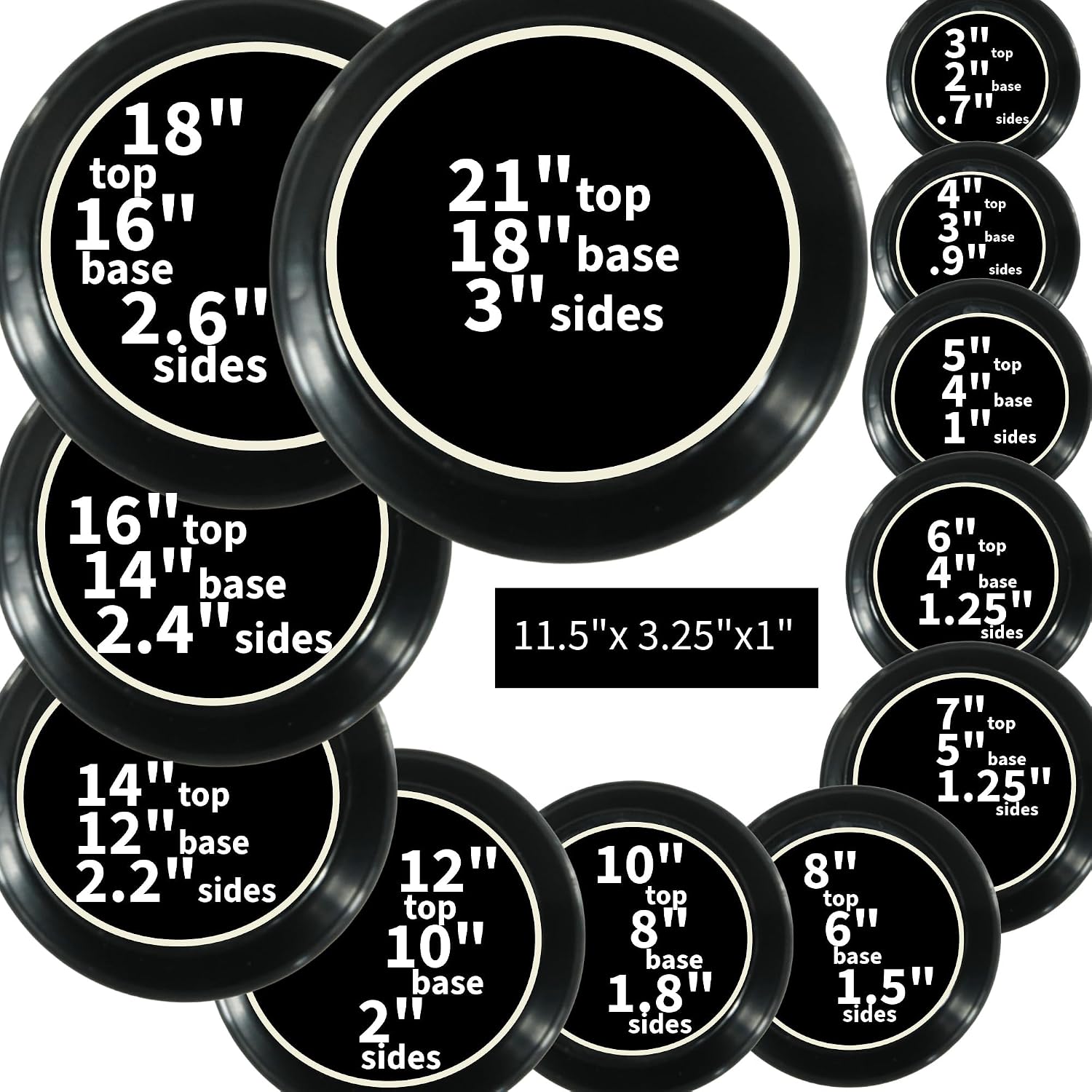18 Inch (16.3 Inch Base), Black | Case of 2, Plant Saucer