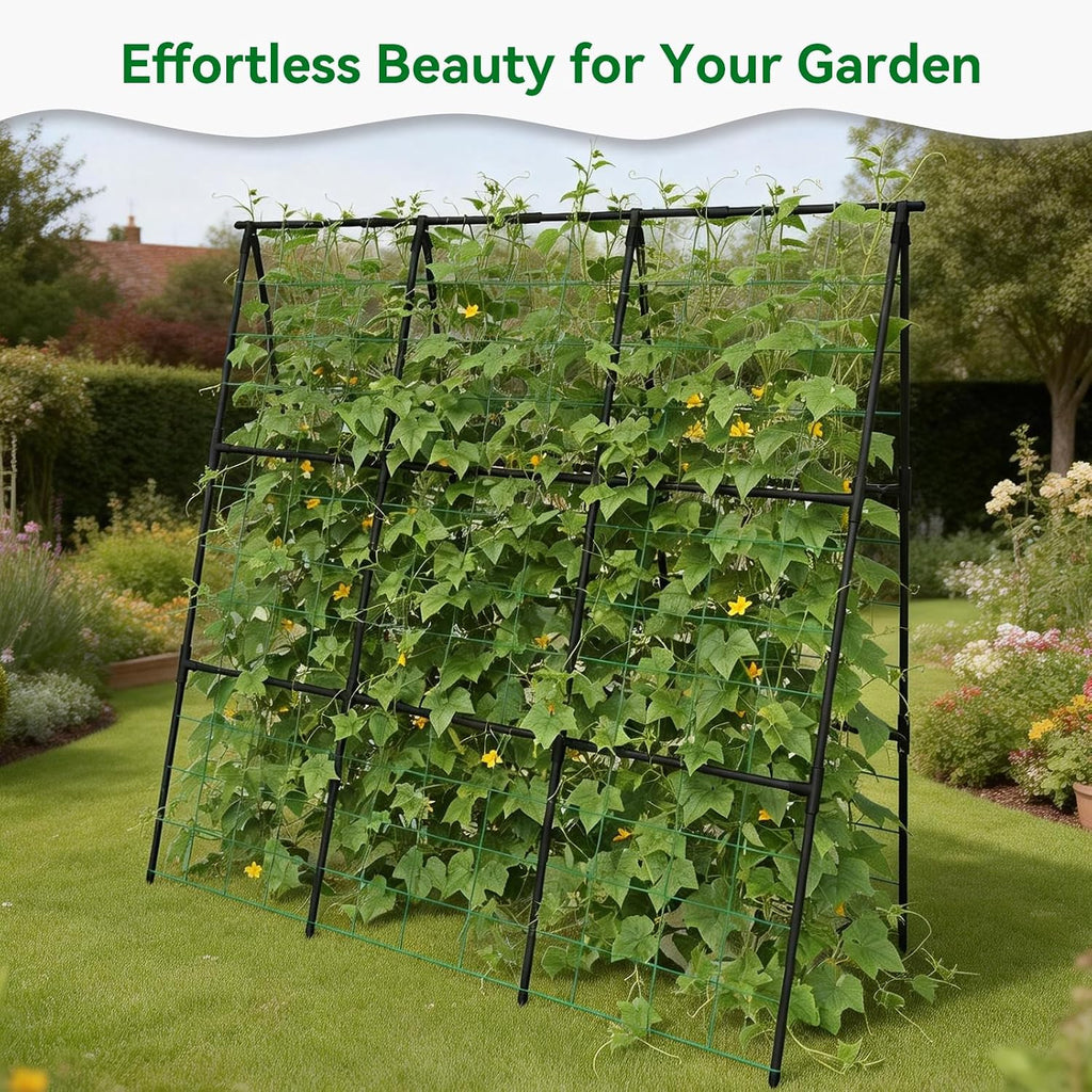 Cucumber Trellis - 49.4"*49.4" Metal Garden Trellis for Climbing Plants, Garden Trellis with Plastic-Coated Steel Pipe